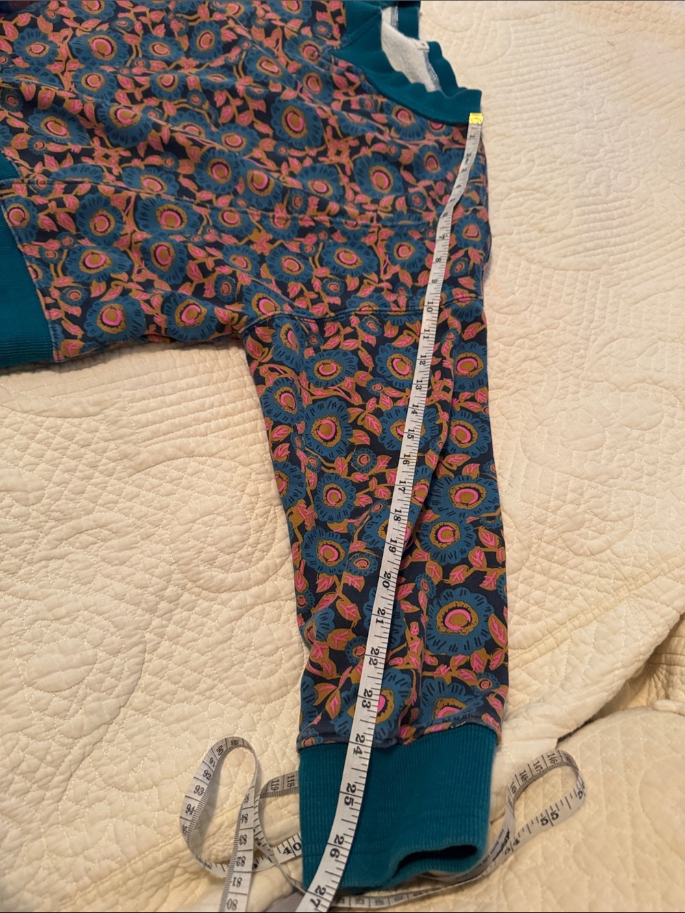 NATURAL LIFE Teal Floral Pattern Crewneck Sweatshirt - Picture 13 of 13